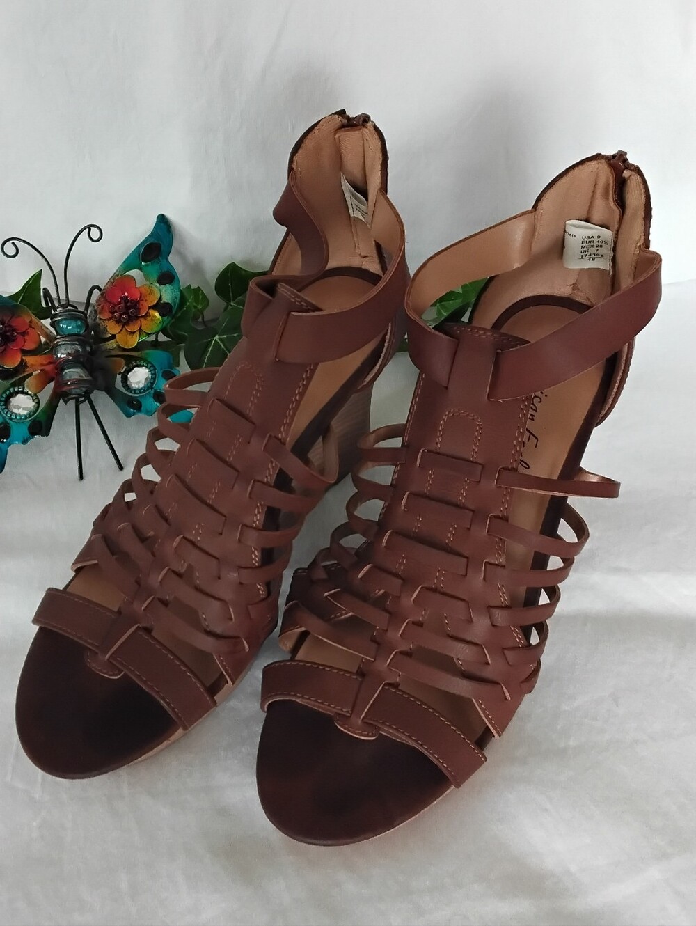 Womens American Eagle Brown Strappy Wedge Heel Sandals
